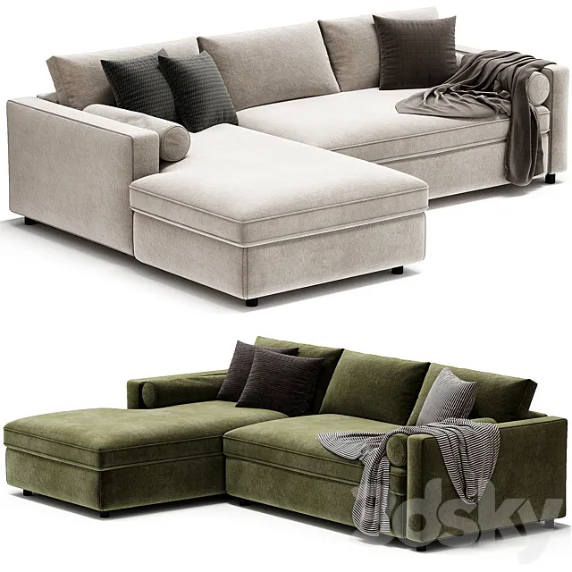 Aris Deep 2 Piece Left Arm Chaise Sectional Sofa 3D Model