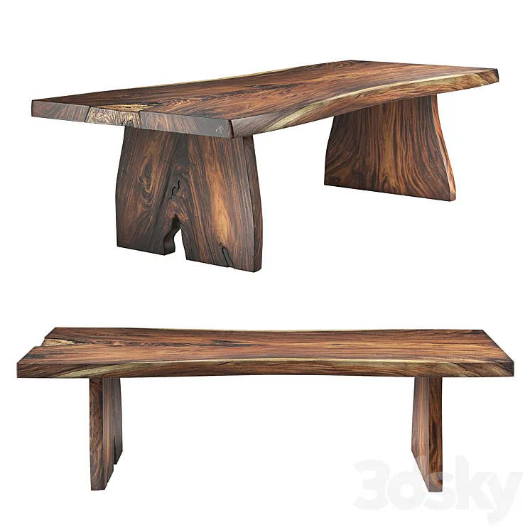 Arka Living - Houston Live Edge Solid Wood Table 3D Model Free
