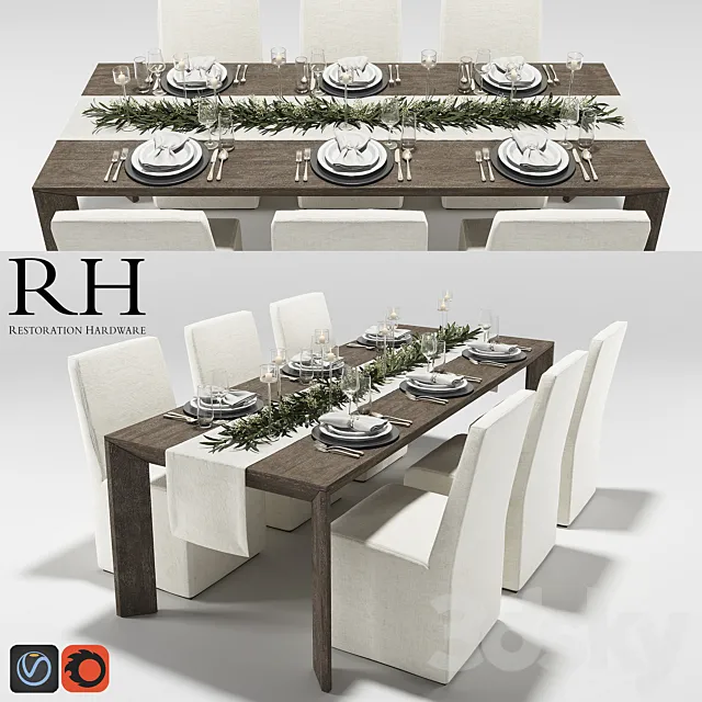 Arles Dining Set 3D Model