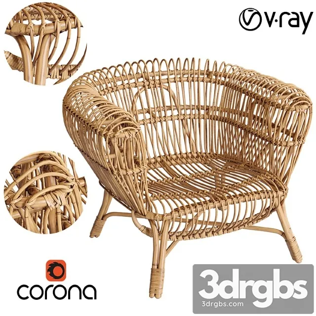 Arm chair Handwoven rattan and kubu roll arm calida chair