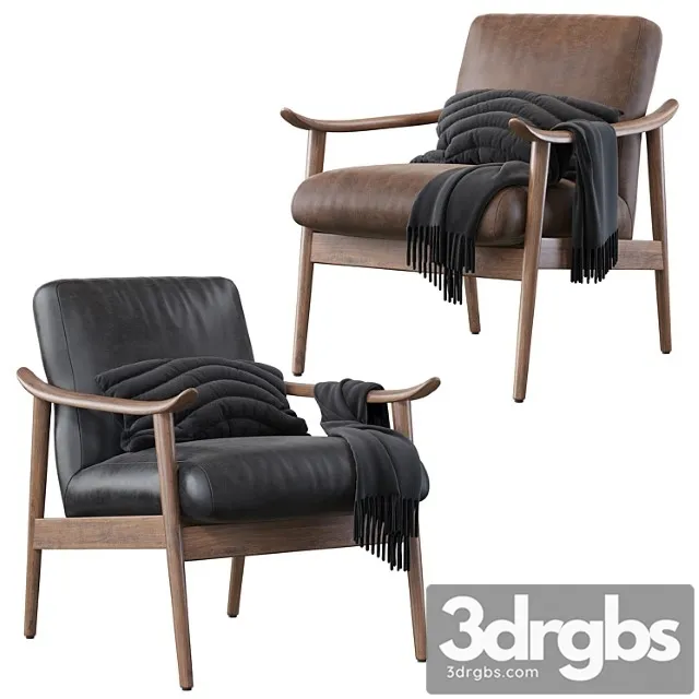 Arm chair Mid-century vegan leather show wood chair