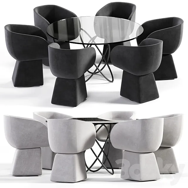 Armada chair and Molecular Black Table 3D Model