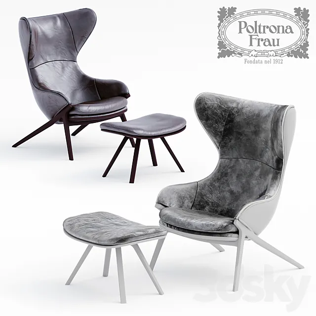 Armchair 395-396 P22 italian luxury Poltrona Frau 3D Model