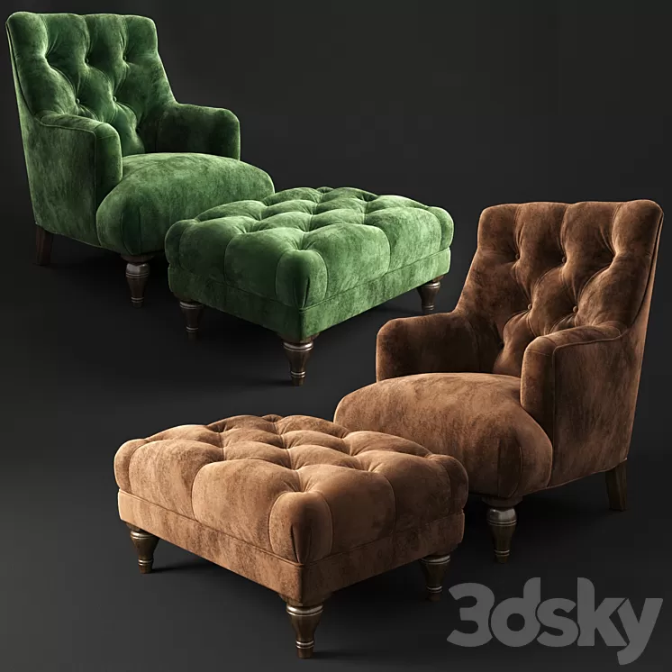 Armchair and pouf Estetica Florence 3D Model