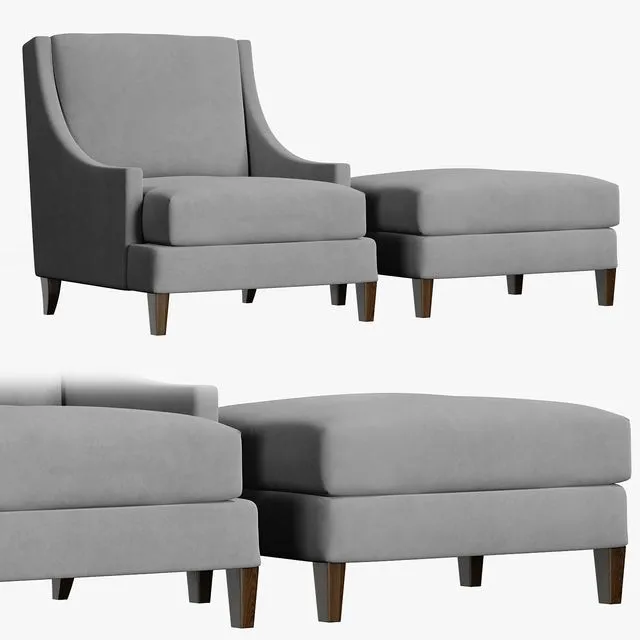 Armchair and pouf Manhattan from Jamni 3D Model