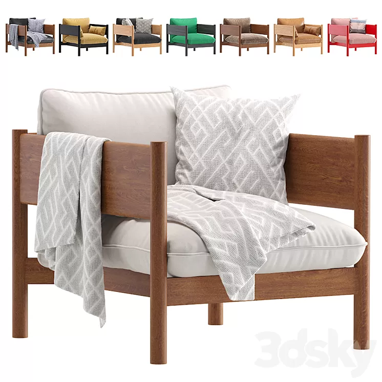 Armchair Arbor Archivestore Velvet and Leather 8 set 3D Model