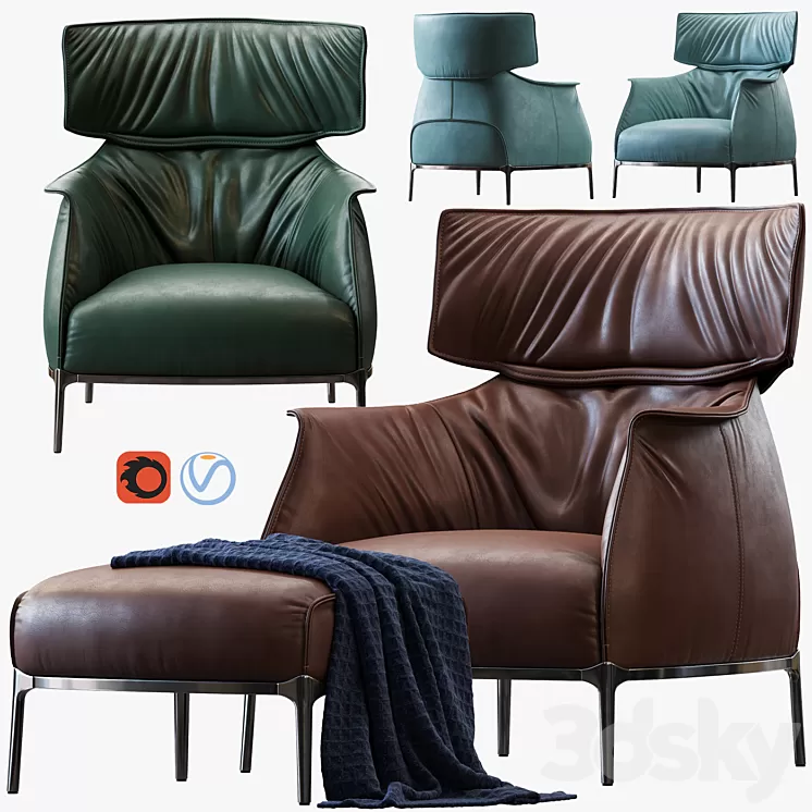 Armchair Archibald King by Poltrona Frau 3D Model Free