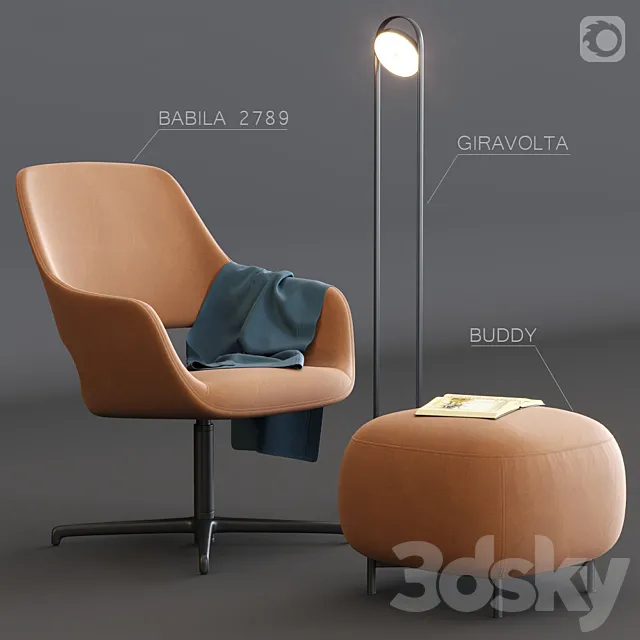 Armchair Babila 2789 3D Model