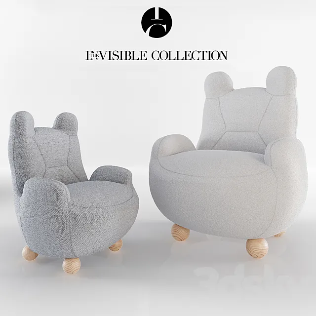 ARMCHAIR BABY BEAR and PAPA BEAR - theinvisiblecollection 3D Model