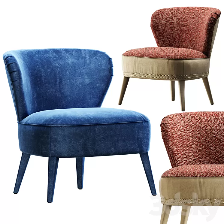 Armchair Black Tie Cloe 3D Model