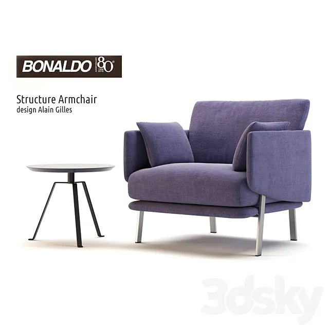 Armchair Bonaldo Structure Armchair and table Bonaldo Tie 3D Model