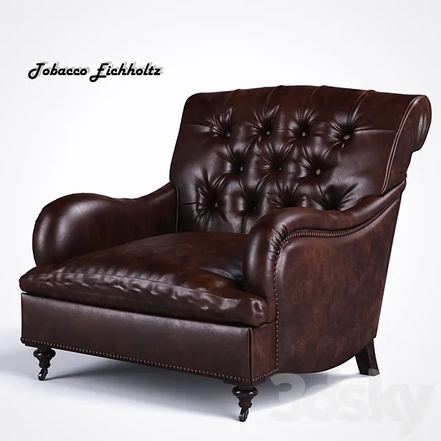 Armchair CLUB CALEDONIAN (dark skin gloss) 3DModel