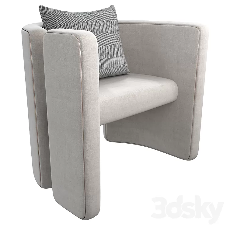 Armchair Con S34 white 3D Model Free