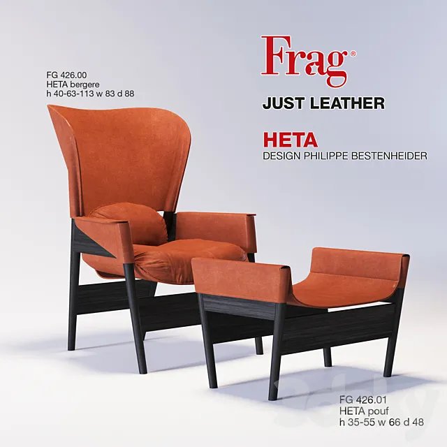armchair FRAG HETA bergere pouf 3D Model