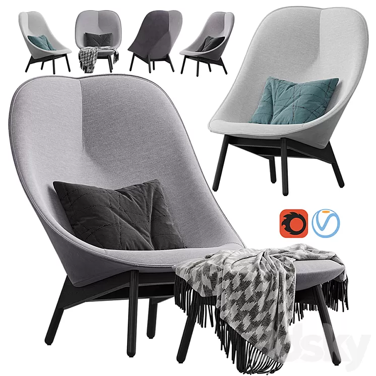 Armchair HAY Uchiwa Lounge 3D Model