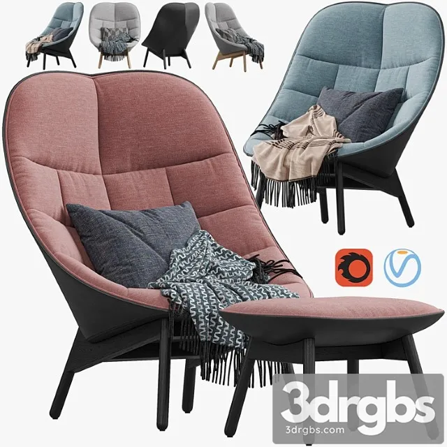 Armchair HAY Uchiwa Lounge Quilted 3D Model Free