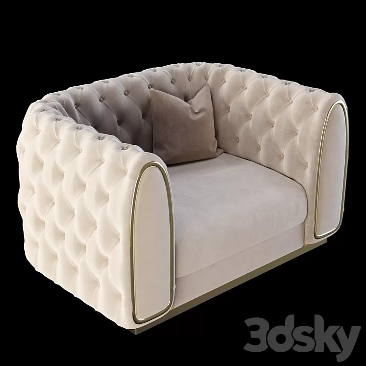 Armchair Homary Luxury Velvet Chesterfield Sofa 3D Model Free