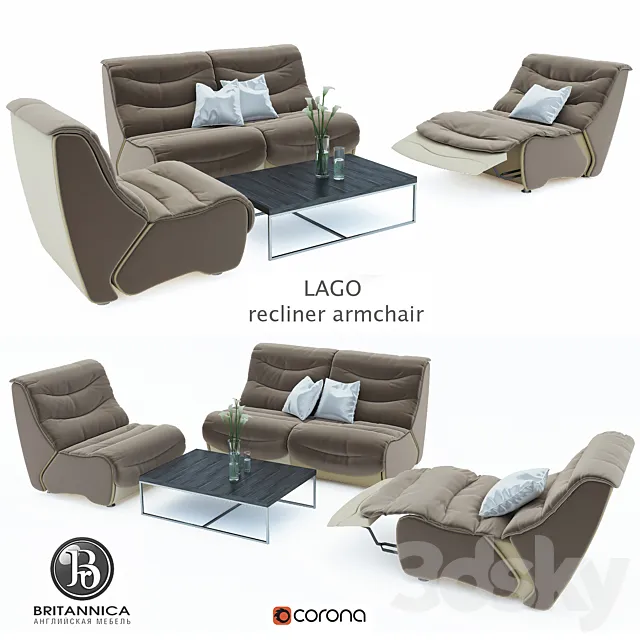Armchair "Lago" Recliner. Britannica 3DModel