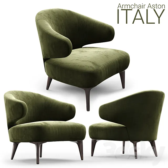 Armchair Minotti Aston 1 OLIVE 3D Model