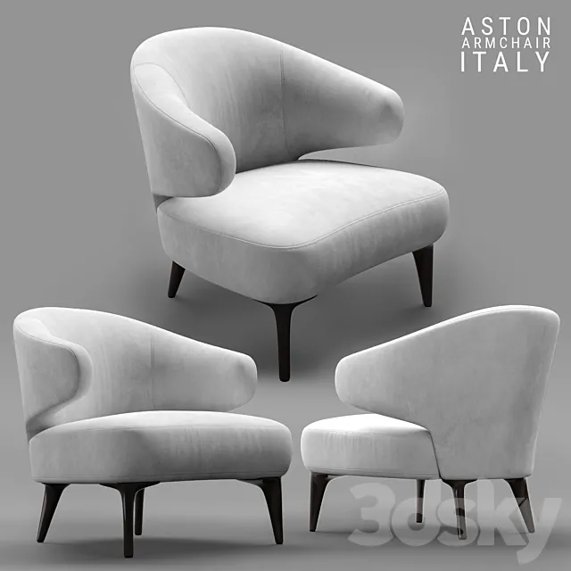 Armchair Minotti Aston White 3D Model