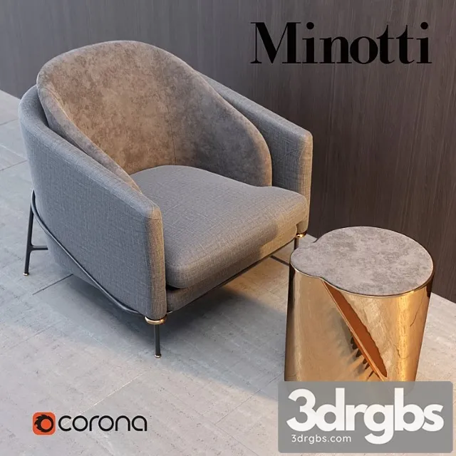 Armchair Minotti Fil Noir 2 3D Model Free