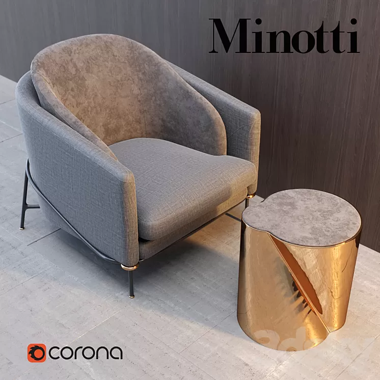 Armchair Minotti Fil Noir 3D Model