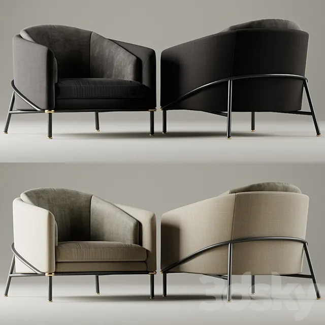 Armchair Minotti Fil noir 3DModel