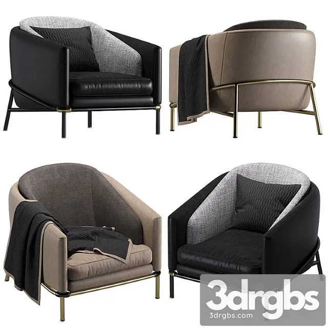 Armchair minotti fil noir leather 3D Model Free