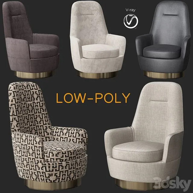 Armchair Minotti Jacques Bergere Fixed 3D Model