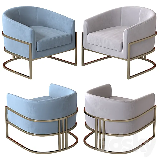 Armchair Monica Gold by Mdehouse 3D Model