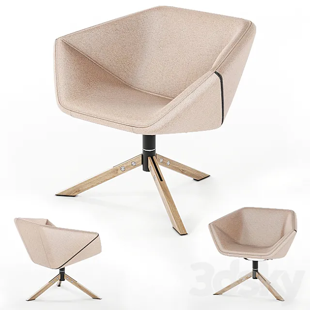 Armchair Montis ELLA on a wooden leg 3D Model