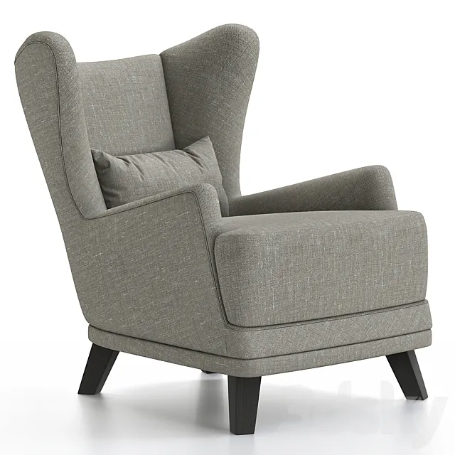 Armchair Oxford Velvet Navy Blue 3D Model