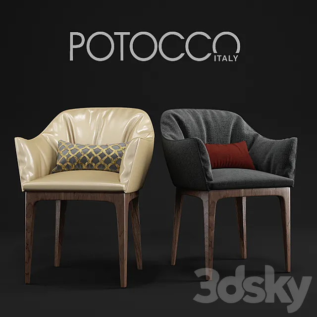 Armchair Potocco Blossom Aura 3D Model