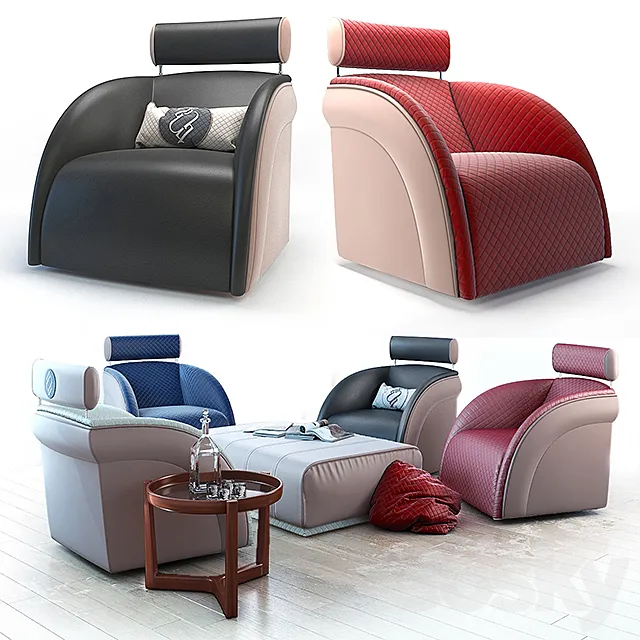 Armchair pouf and table Tecni nova 3D Model