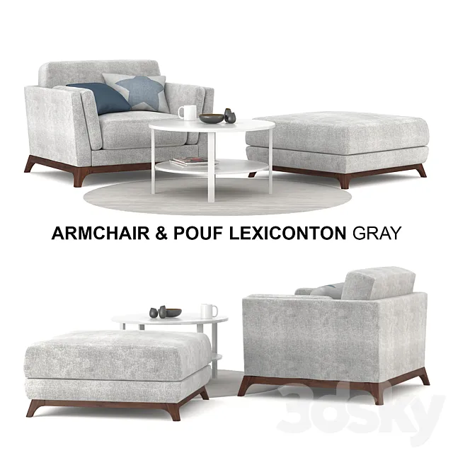 Armchair & Pouf Lexiconton GRAY 3DModel
