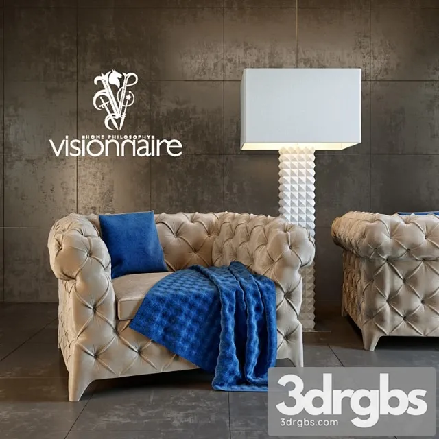 Armchair prince albert & floor lamp teli 3D Model Free