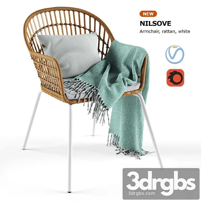 Armchair rattan nilsove ikea 2 3D Model Free