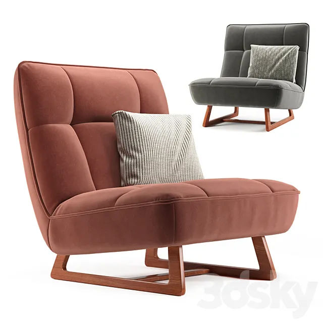 Armchair Ribs Velvet DIVAN.ru 3D Model