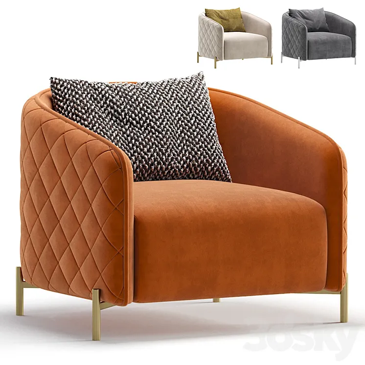 Armchair RIVAS by Cazarina Interiors 3 Colors Version/Armchair RIVAS 3D Model Free