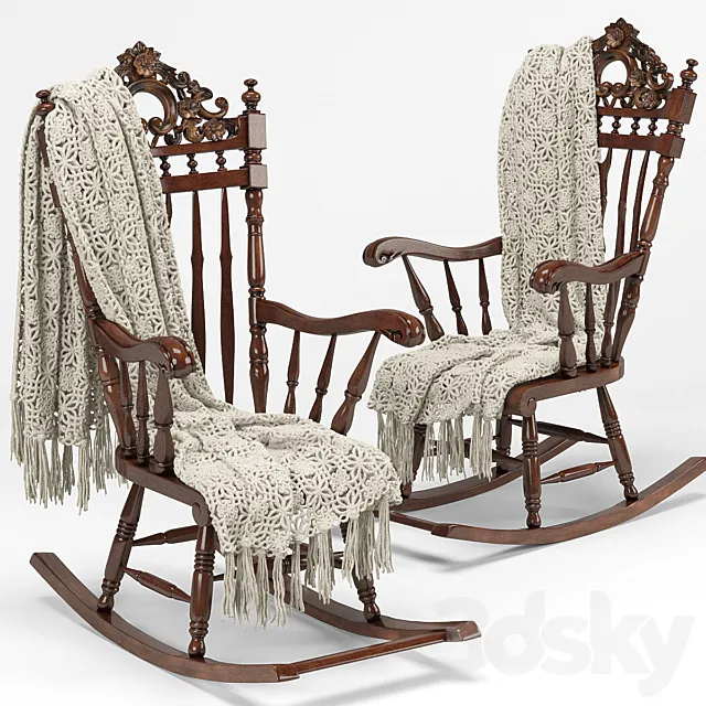 Armchair - rocking chair plaid 3D Model