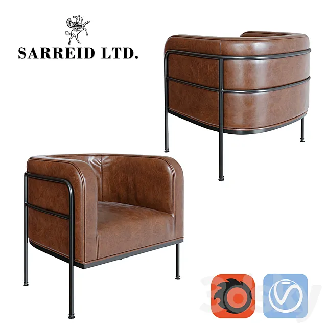 Armchair Sarreid Breda Barrel Chair 3D Model