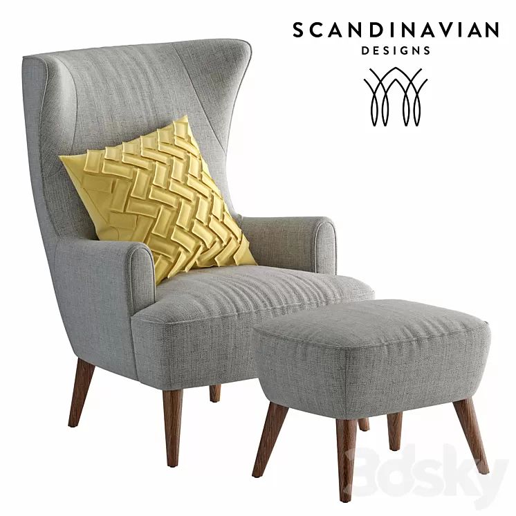 armchair Scandinavian Designs Katja High Back 3D Model