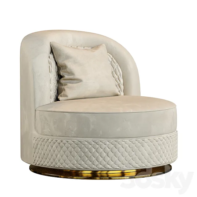 Armchair sofa round Zebrano 3D Model