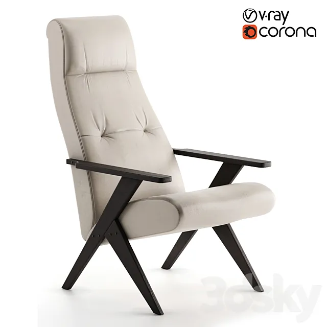 Armchair Tinto Light Beige 3D Model