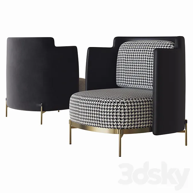 armchair with armrests tape minotti 3D Model