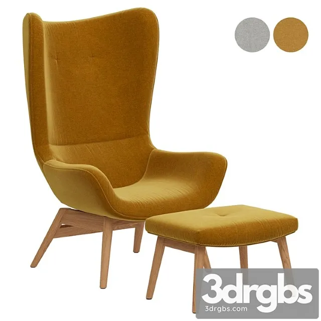 Armchair with curved edges and footrest, crueso la redoute