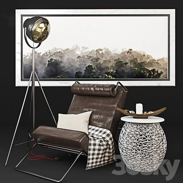 Armchair with decor 2 3D Model