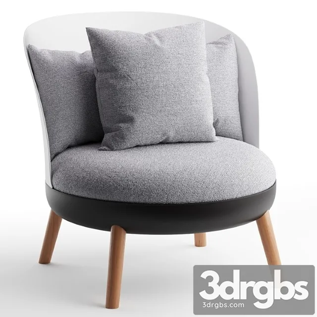 Armchair with ottoman cherry, gray