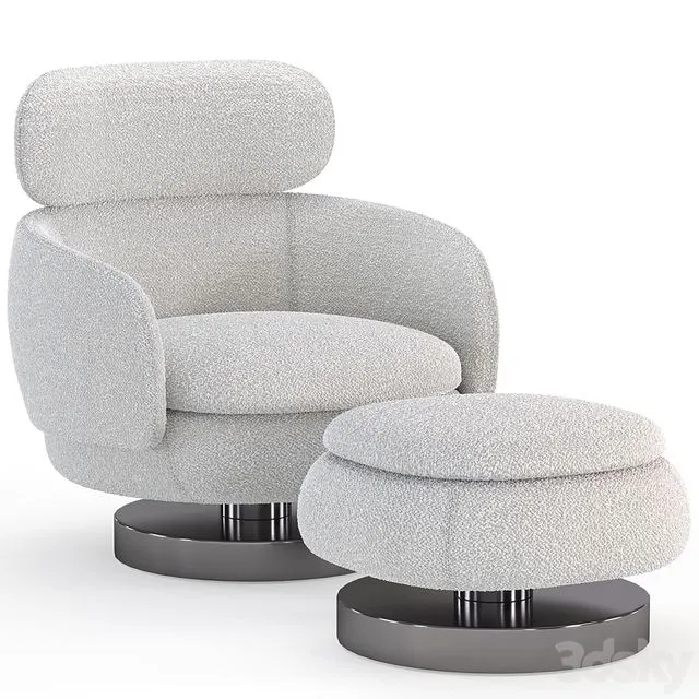 Armchair with ottoman from the Minotti factory Vivienne series 3D Model