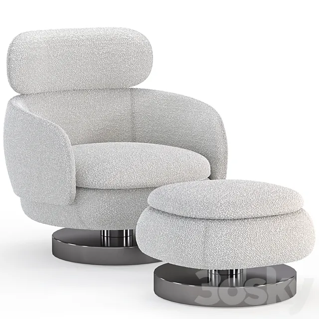 Armchair with ottoman from the Minotti factory Vivienne series Free Download